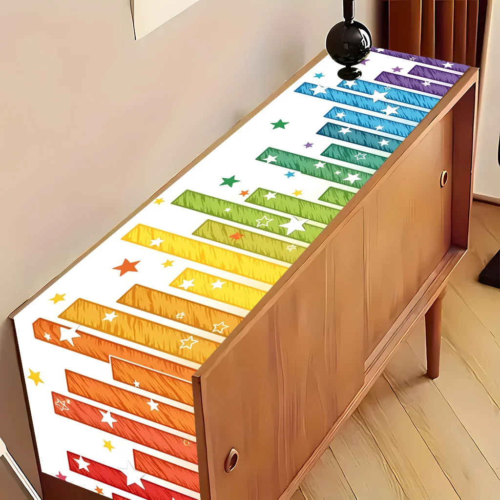 1 Piece of Rainbow-Colored Striped Table Runner, Suitable for Farmhouse, Indoor, Kitchen, Celebrations, Table Decoration, Restaurant, and Banquet Decoration Supplies
