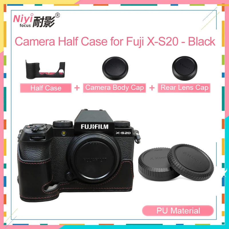 Sarung kamera kulit asli untuk Fujifilm XS20, Sarung dasar kamera kulit asli dengan tali tangan Motif telapak tangan untuk X-S20 Fuji