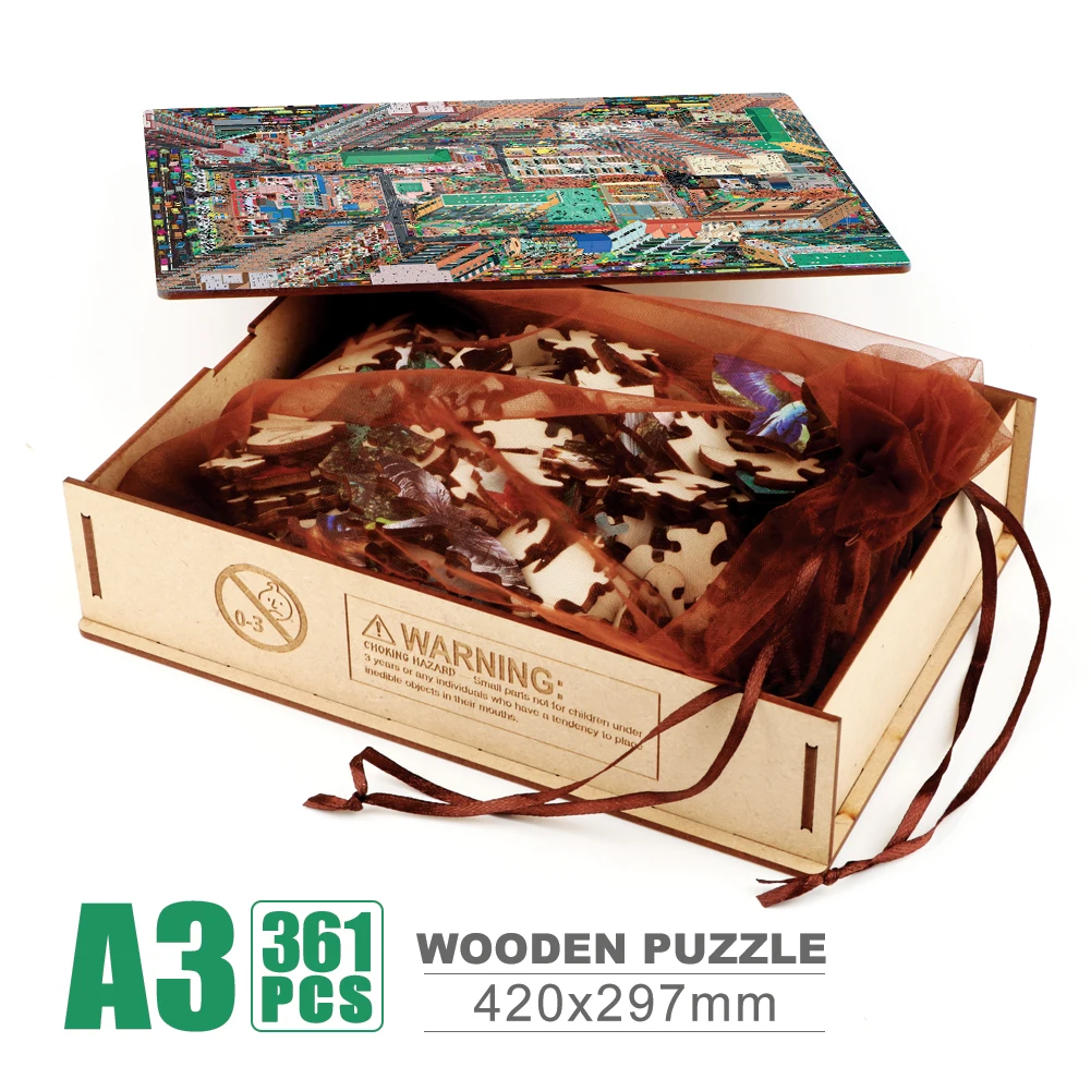 Metropole Holz Puzzle Kinderspiel zeug 3D Stadt Karte Holz Puzzles für Erwachsene kreative Puzzle Brettspiele Großhandel Holzkiste