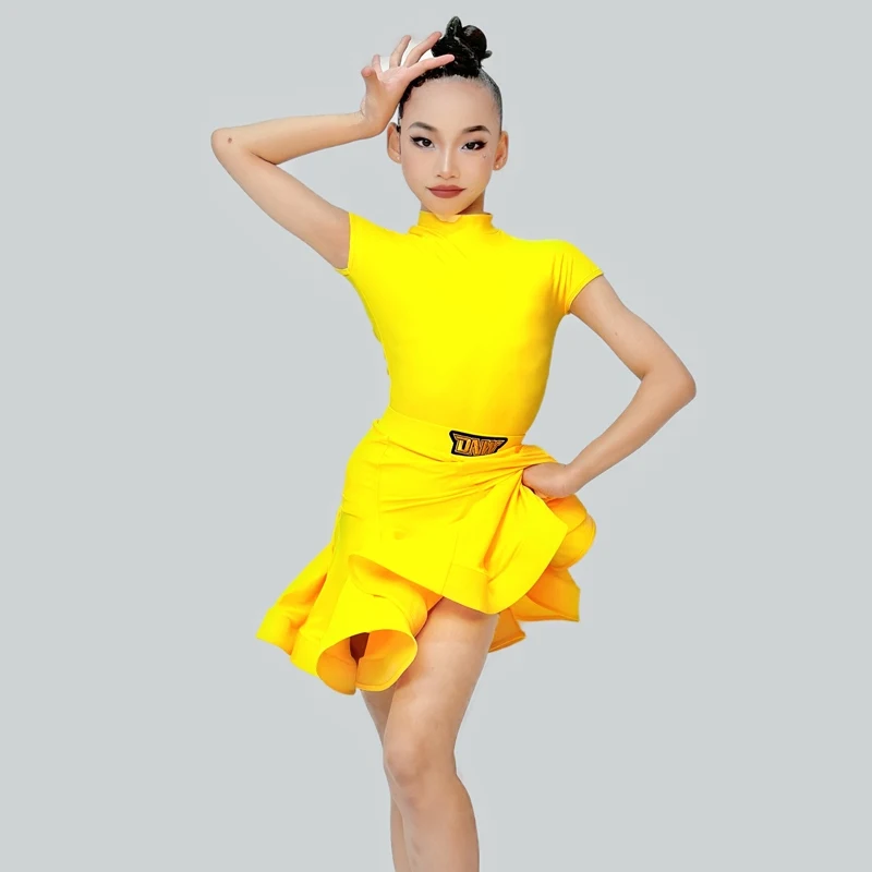 Fashion Children\'S National Standard Ballroom Dance Dresses Girls Short Sleeves Samba Latin Dance Competition Costumes SL10639