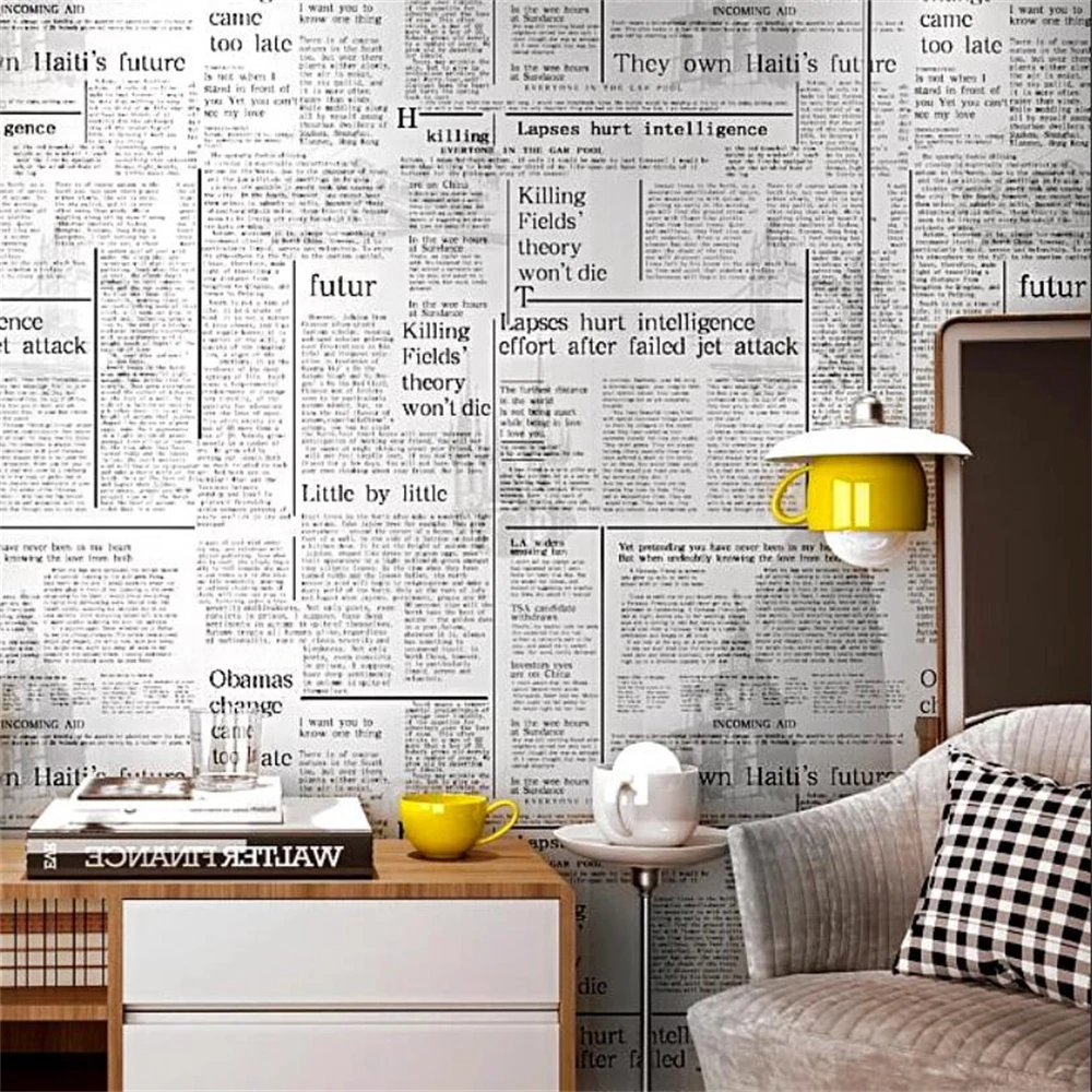 beibehang American English newspaper retro nostalgia wallpaper papel de parede 3D wallpaper bedroom living room paper wall mural