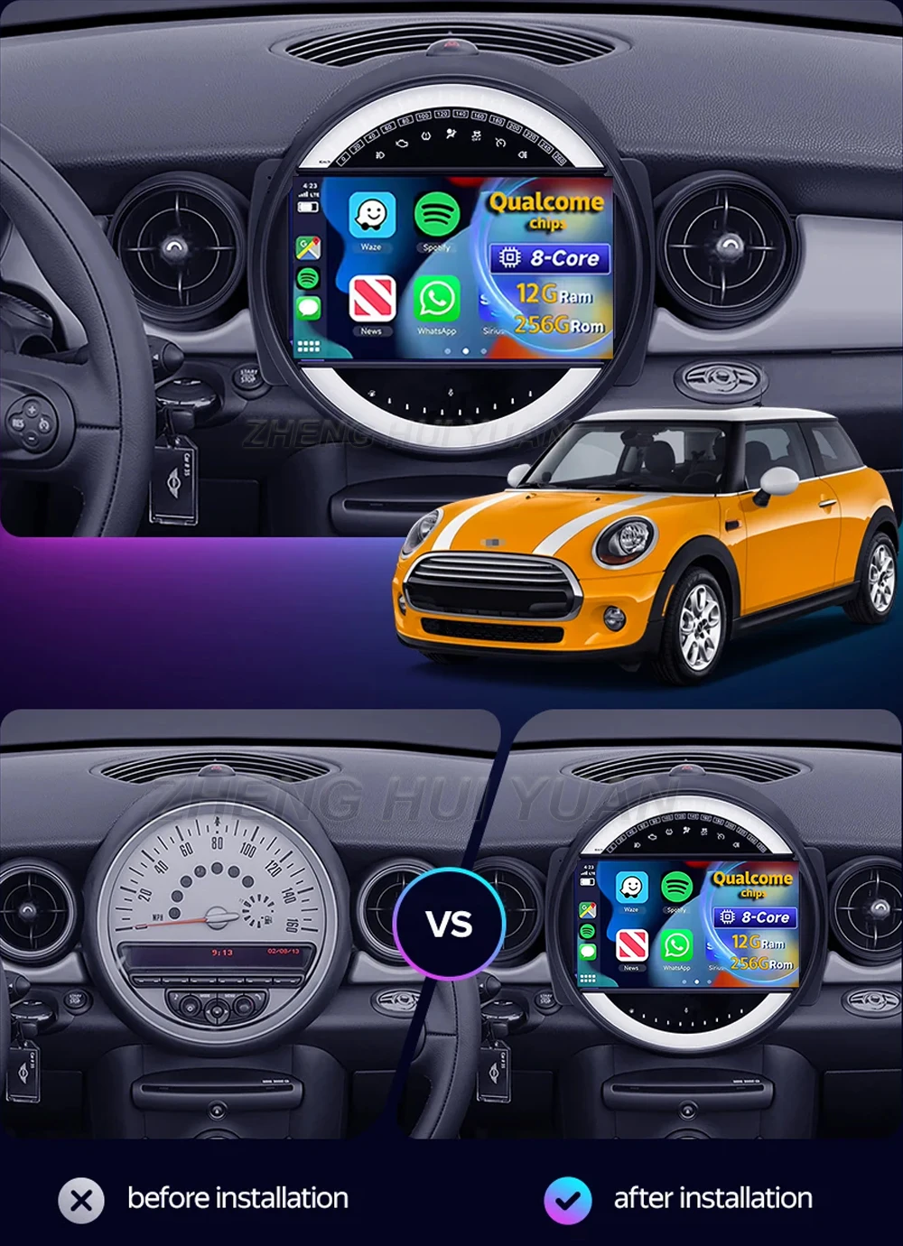 لسيارات BMW Mini 2007 - 2015 أندرويد 15 راديو السيارة مشغل وسائط متعددة أندرويد السيارات Carplay رئيس وحدة الملاحة نظام تحديد المواقع واي فاي 4G DSP #2