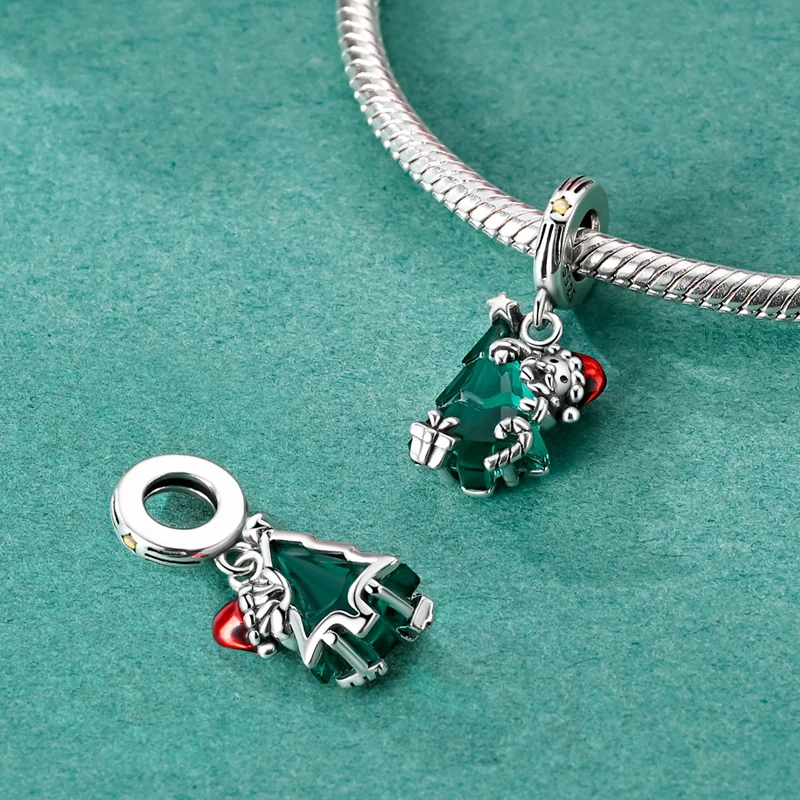 925 Silver Charms Golden Santa Claus Gingerbread Pendant Beads Fit Original Bracelet Necklace Reindeer Snowman Women Jewelry DIY