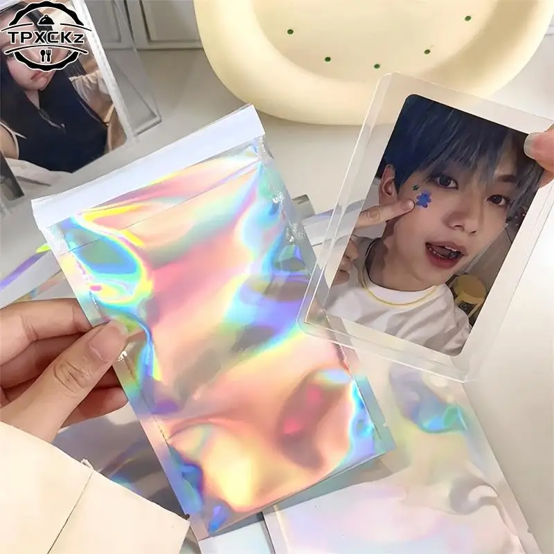 10pcs Self-Seal Packaging Bags Holographic Laser Plastic Pouch For DIY Jewelry Retail Storage Pouch Display Packaging Opp Bag