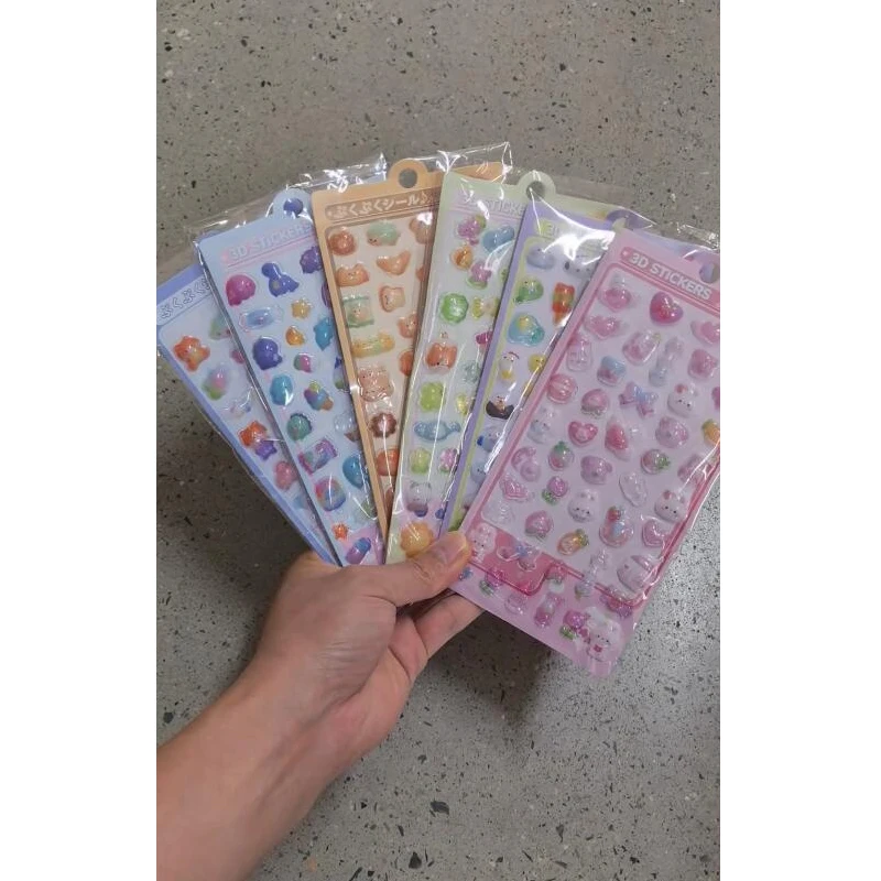 Kawaii --3D Jelly Resin Stickers Cute Cartoon Sparkle Transparent Decals for Scrapbooking Phone Case Laptop DIY Decor-- In Stock
