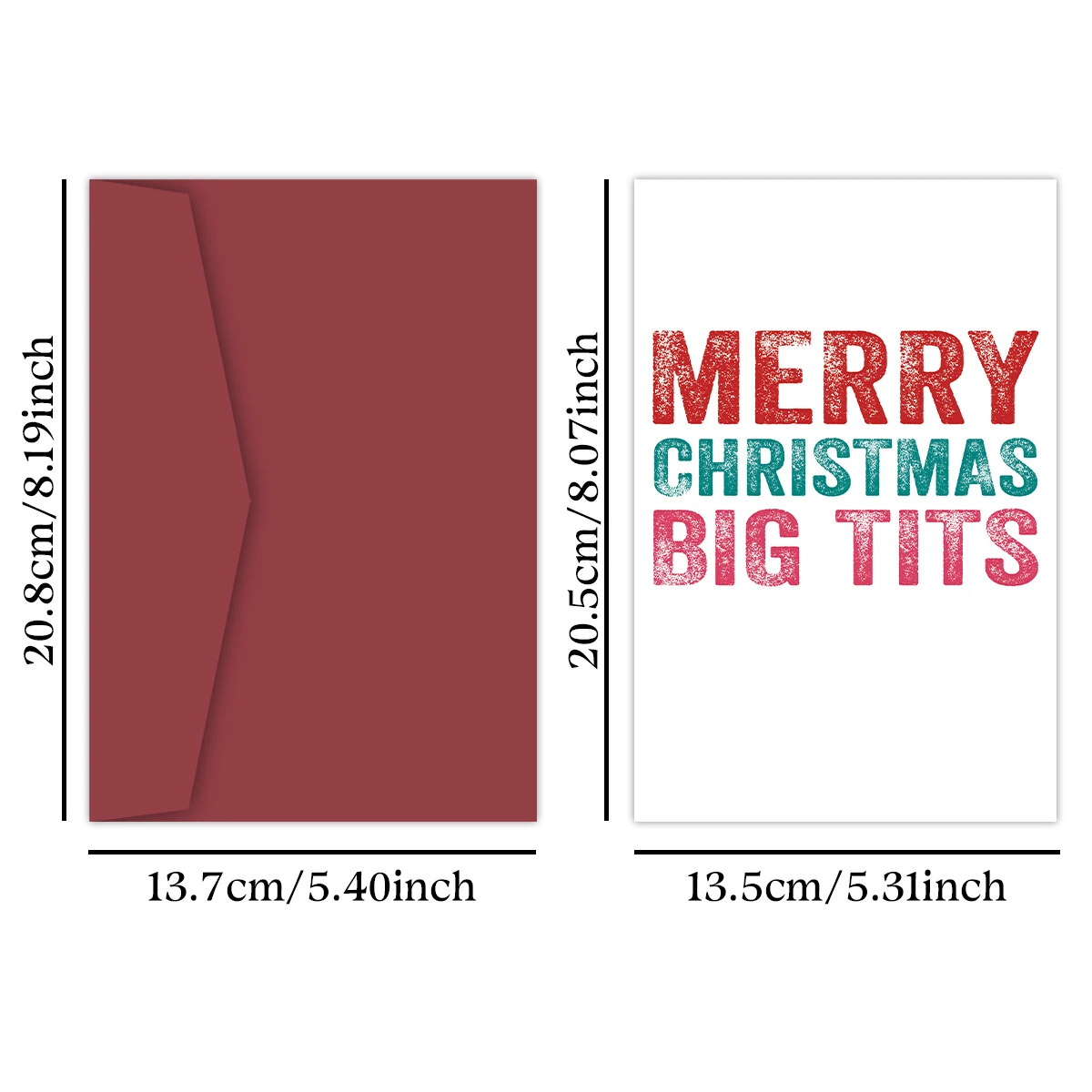 1PC Cheeky Rude Christmas Card,Merry Christmas Big Tit,Funny Christmas Greeting Card for Wife Humorous Holiday Gift Card for Her