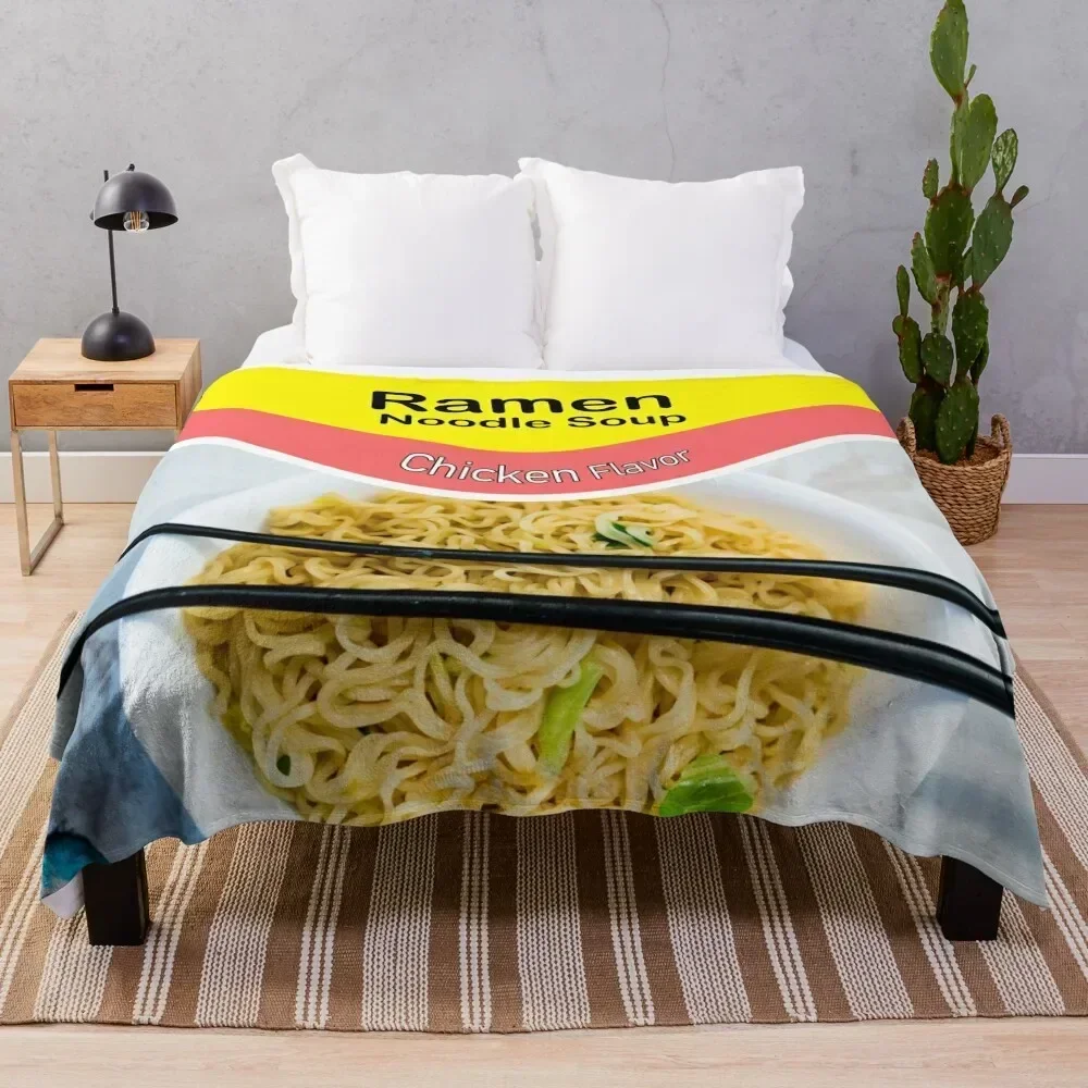 Ramen Noodles Packet Chicken Flavor Throw Blanket Soft Beds Soft Plush Plaid heavy to sleep Blankets