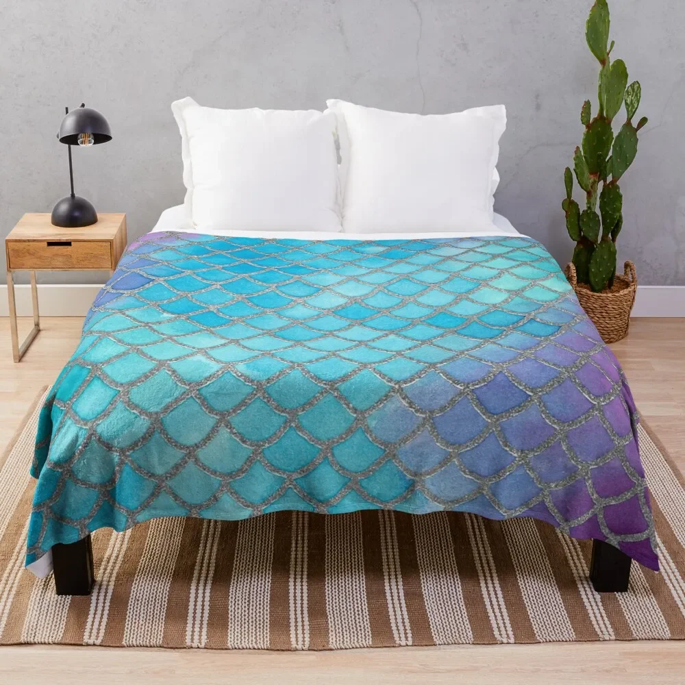 

Mermaid Magic Throw Blanket Plaid Beautifuls decorative Blankets