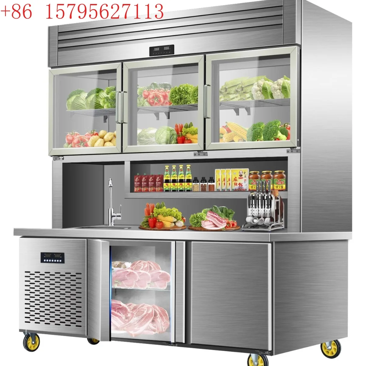 

Многофункциональный шкаф для детей и мам, кухонный коммерческий холодильный и морозильный встроенный шкаф-витрина для овощей