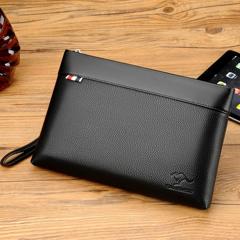 حقيبة حقيبة رجالية مناسبة للعمل التجاري، يمكن حملها يدويًا، مصنوعة من مادة البولي يوريثان، بلون موحد، مع محفظة 2025 #5