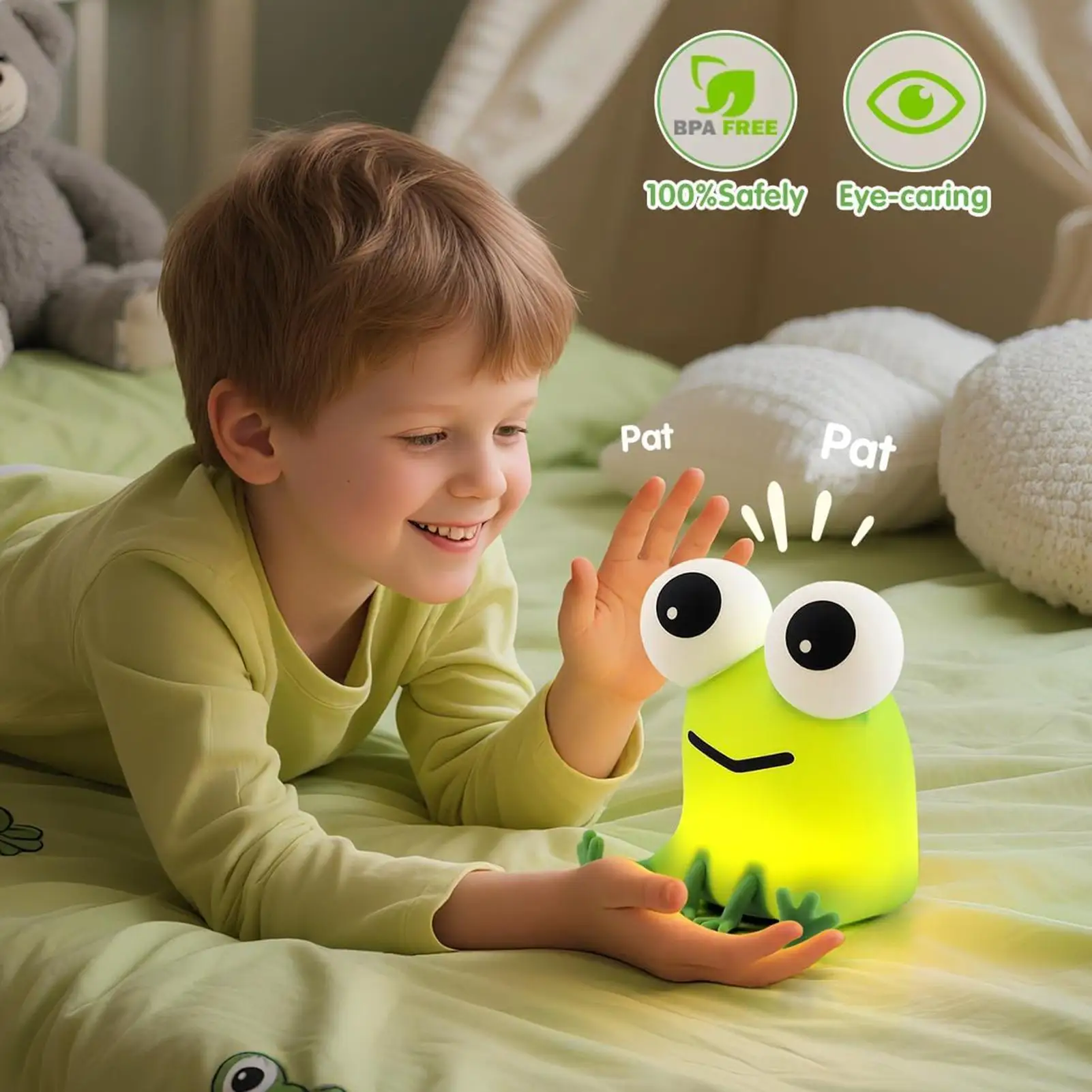 Frog Lamp Rechargeable Bedside Nightlight Frog Night Lights for Bedroom Nursery Breastfeeding Bathroom Desk Table Room