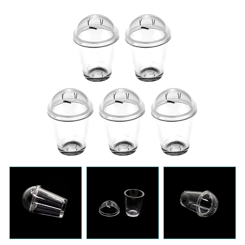 5 Pcs Cup Model Mini House Accessories Coffee Cups Simulation Mug Straw Cover Smallest Toys Milk Tea