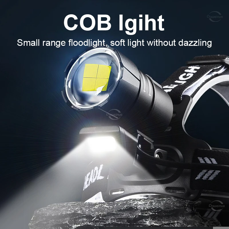 Newest Powerful LED Headlamp XHP360 COB Super Bright Head Flashlight Rechargeable Head Lamp XHP90 High Power LED Headlight 18650