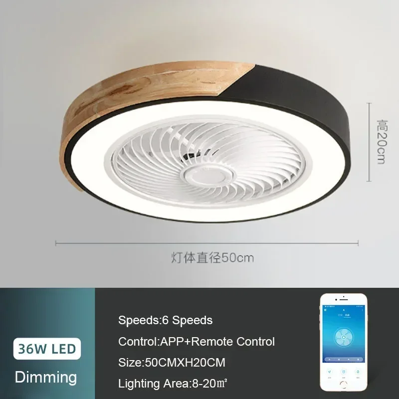 wushiyu Nordic smart Decken ventilatoren mit Licht für Wohnzimmer Esszimmer blätter reversible 6-Gang 52cm Ventilatoren Beleuchtung 36w niedrige Boden ventilatoren Lampe 4