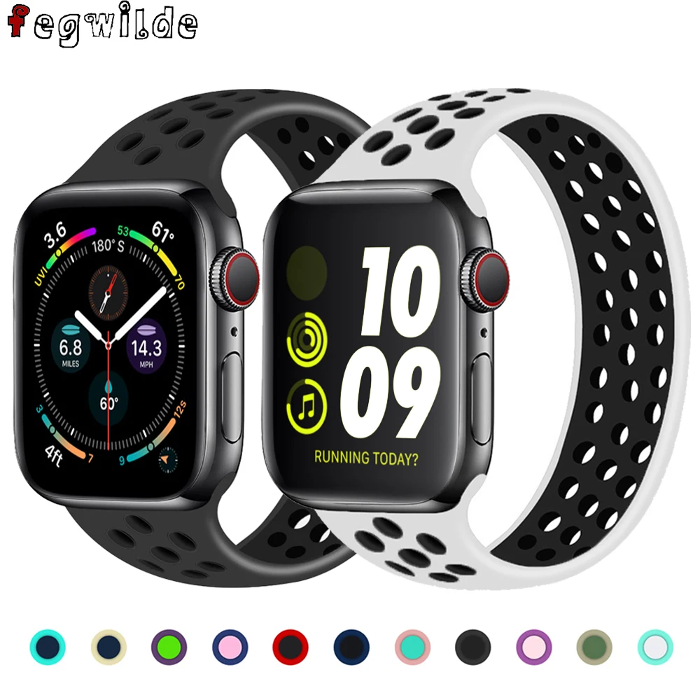 Solo Loop for Apple Watch Band 40mm 44mm 38mm 42mm Breathable Elastic Belt Silicone bracelet band iWatch Series SE 3 4 5 6 Strap