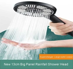 13CM Big Panel Large Flow Shower Head High Pressure Rainfall Shower Water Saving 3 Modes Adjustable Shower Bathroom Accessories