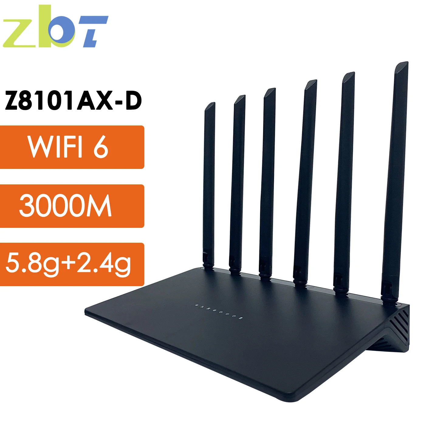 ZBT Z8101AX Wifi6 Router 3000Mbps Mesh 5.8Ghz 2.4Ghz Openwrt 128MB 56MB Gigabit LAN for 128 Device Wifi 6 MU-MIMO Antennas