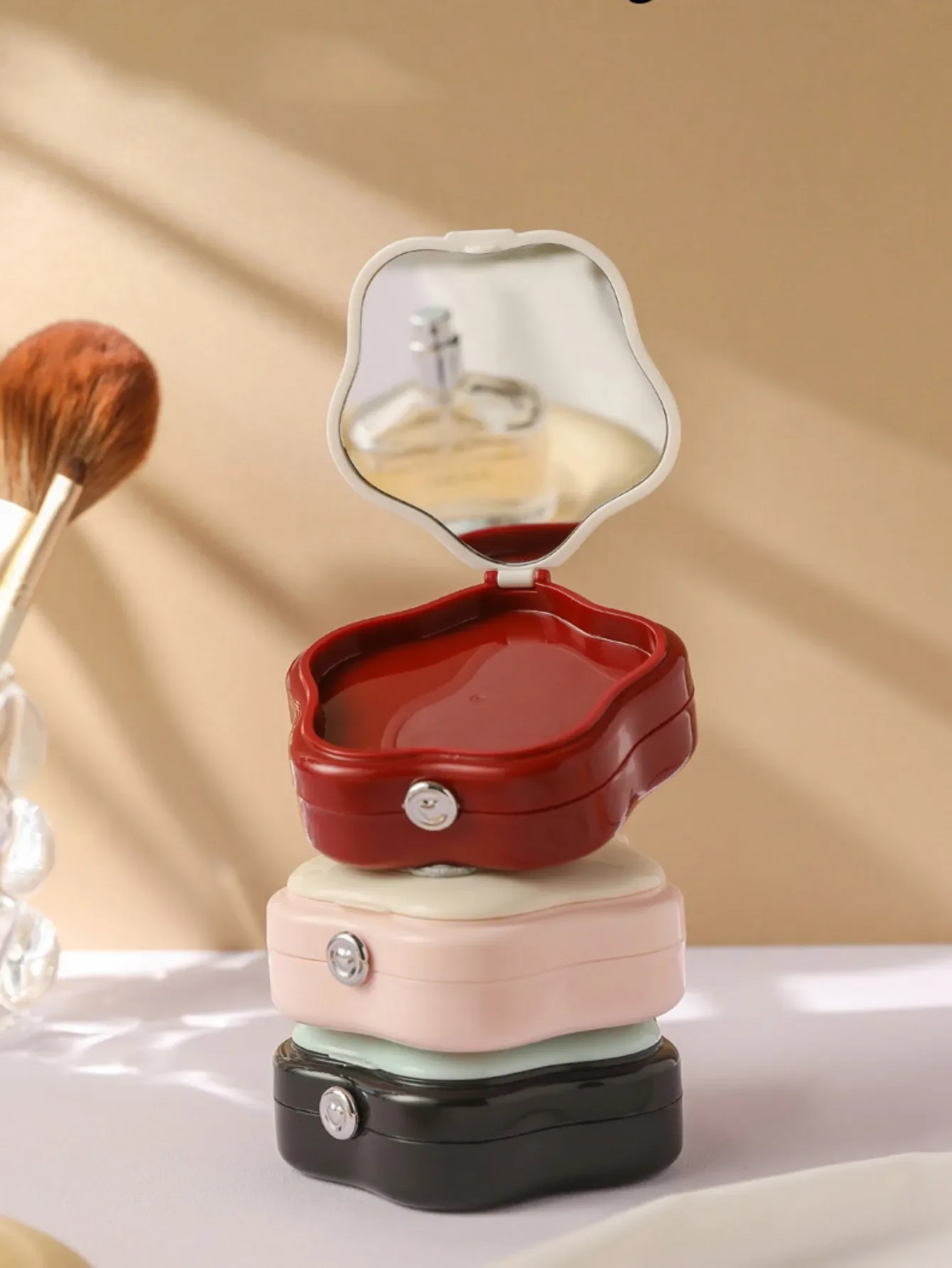 Boîte de rangement de coussin de bouffée de poudre respirante, portable pour les voyages, usage domestique des étudiants, boîte de maquillage anti-poussière en acrylique avec miroir de maquillage