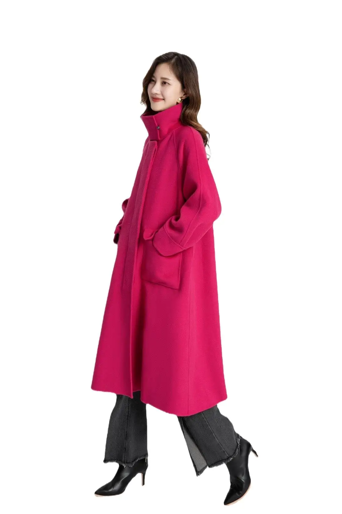 

Women's Clothing Reversible Wool Extended Lapel Fashion Loose Wool Wool Coat Autumn Winter New No.2