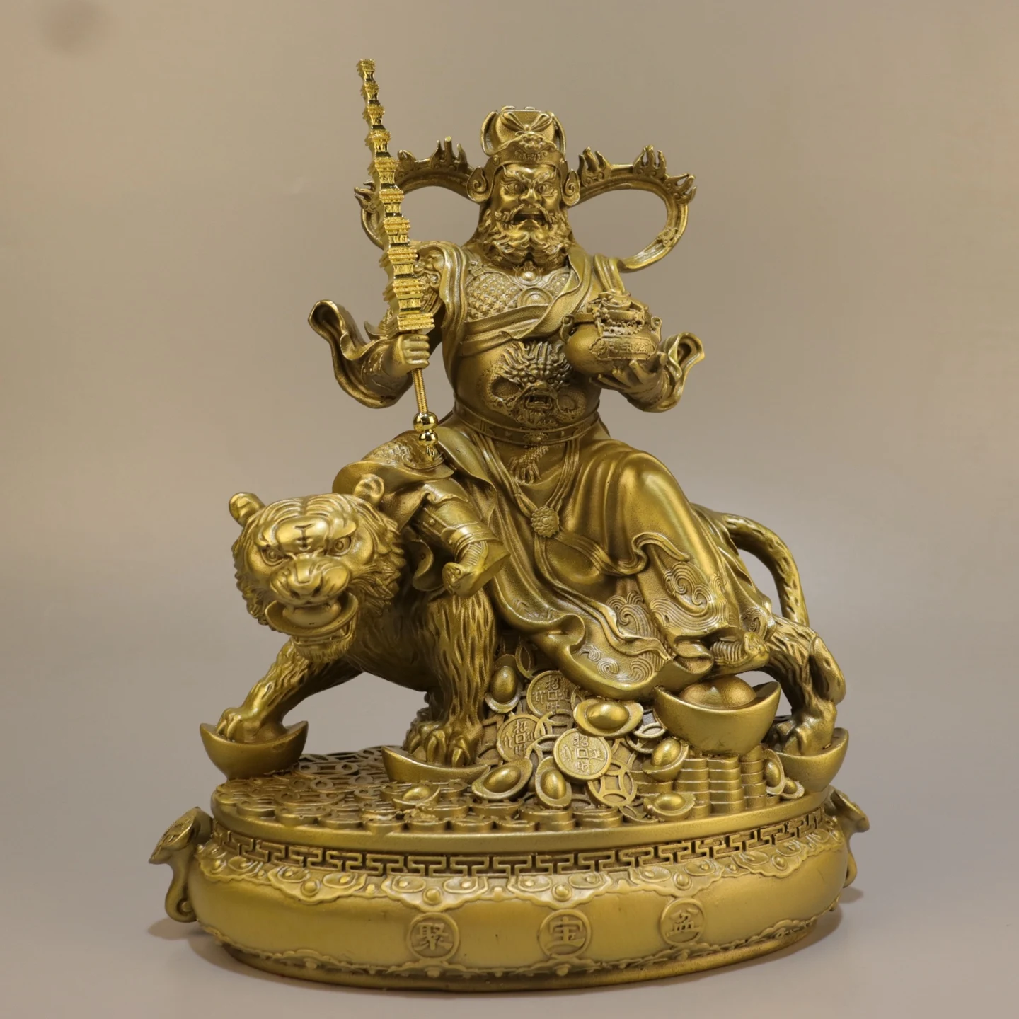 

9"Nepalese folk Old Bronze Gilded Cinnabar High Relief Parinirvana Shakyamuni Amitabha Sitting Buddha Worship Hall