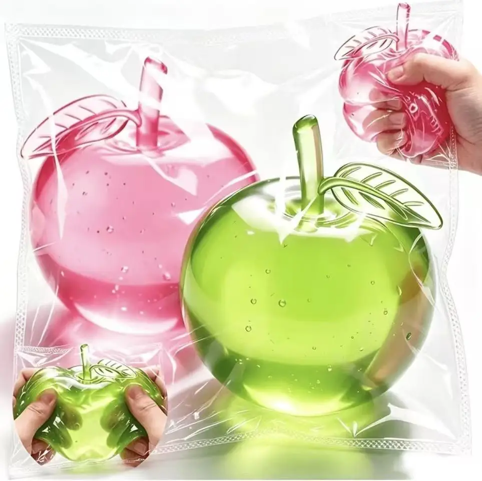 Slushy Apple Squishy Toys, Slow Rising Coconut Oil Squishy Apple Stress Balls, Clear Cute Fruit Squishy for Kids & Adults Relaxa