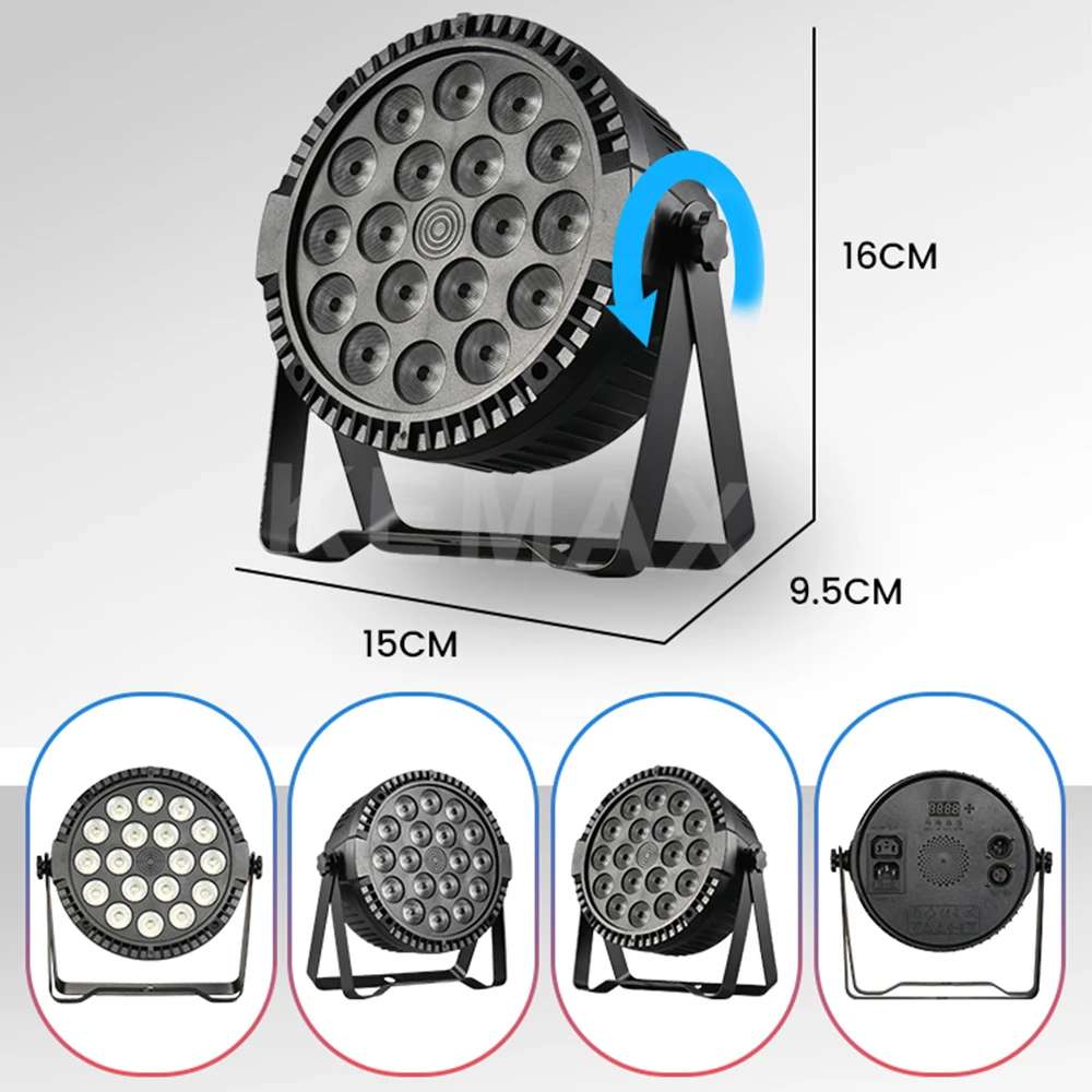18X4W Disco Lights RGBW 4IN1 Par Can DMX512 DJ Party Lights 100W LED Wash Uplight Remote Control Stage Wedding Club Christmas