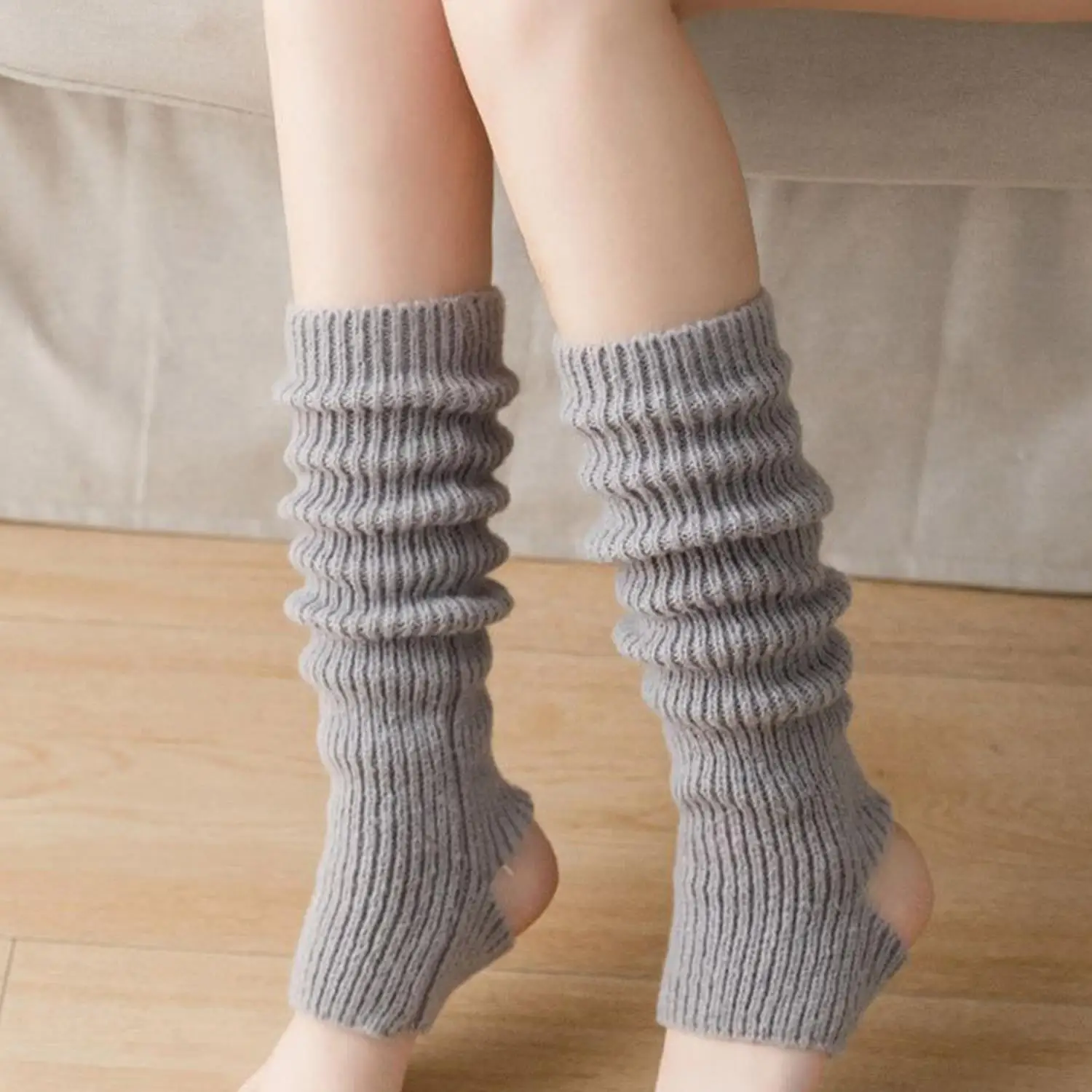 Women Y2K Girls Warm Foot Cover Hollowed Out Foot Heel Comfy Sock Cover For Autumn Winter Knitted Leg Warmer