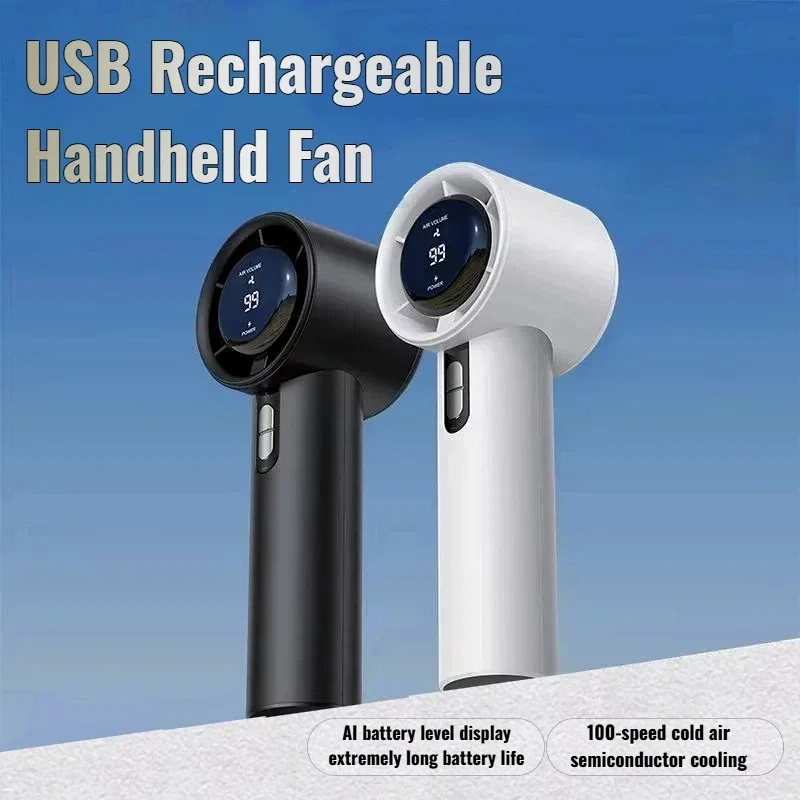 GMOX Ultra Quiet 100 Speed Handheld Fan ​​USB Rechargeable Portable Mini Turbo Fan for Office and Travel with LED Indicator