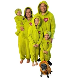 Popular Christmas European and American Green Haired Monster Family Christmas Pajamas Grinch Clothing Living Clothes