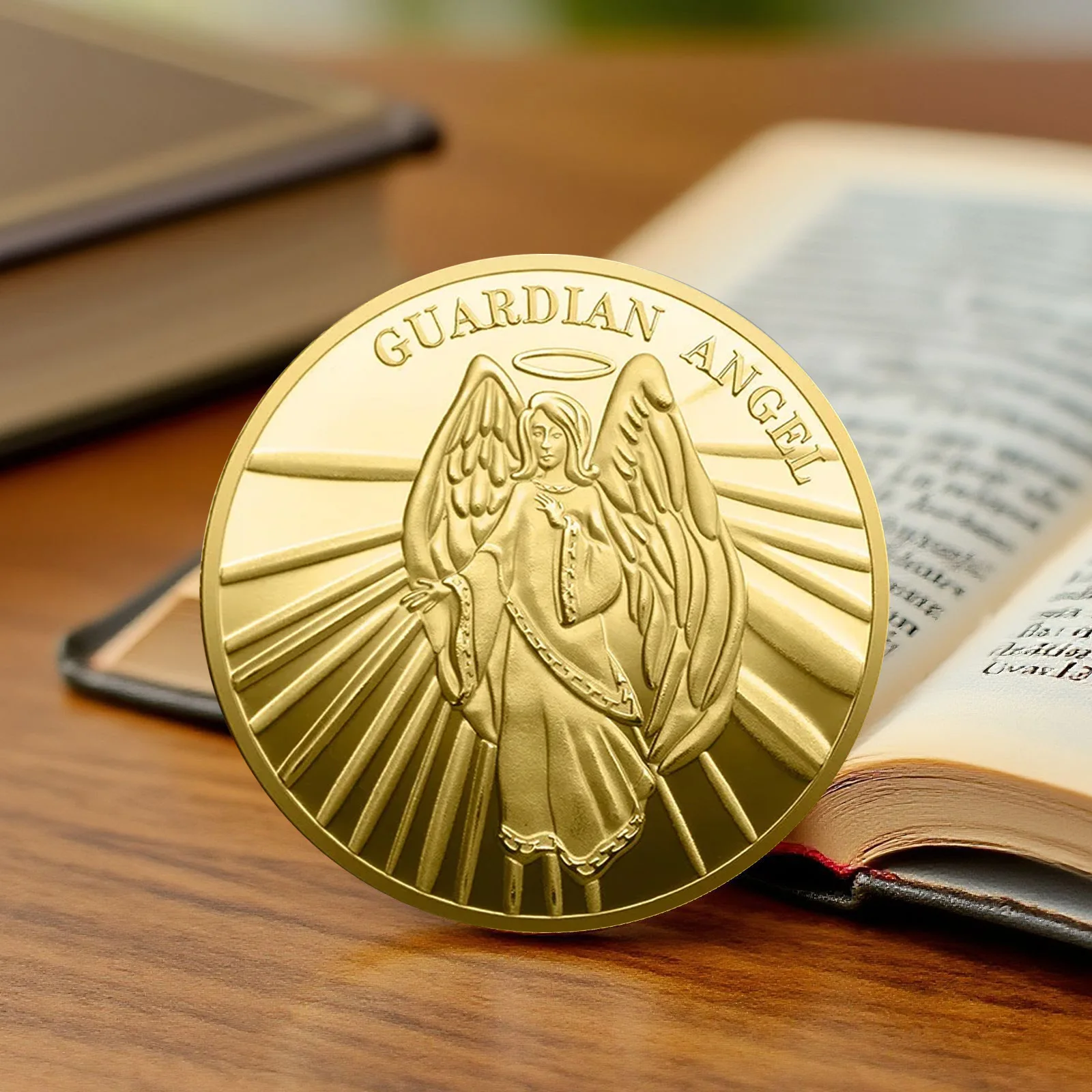عملة تذكارية للملاك الحارس الأوروبي والأمريكي مطلية بالذهب عملات طبيعية قابلة للجمع