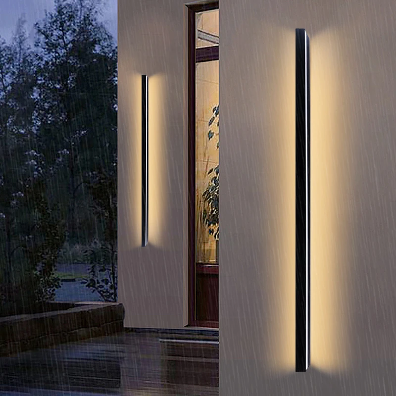 طويل الجدار الخفيفة في الهواء الطلق مقاوم للماء الحديثة شريط طويل LED الإضاءة الجدار مصباح IP65 حديقة التيار المتناوب 85-256 فولت ضوء الديكور في الهواء الطلق