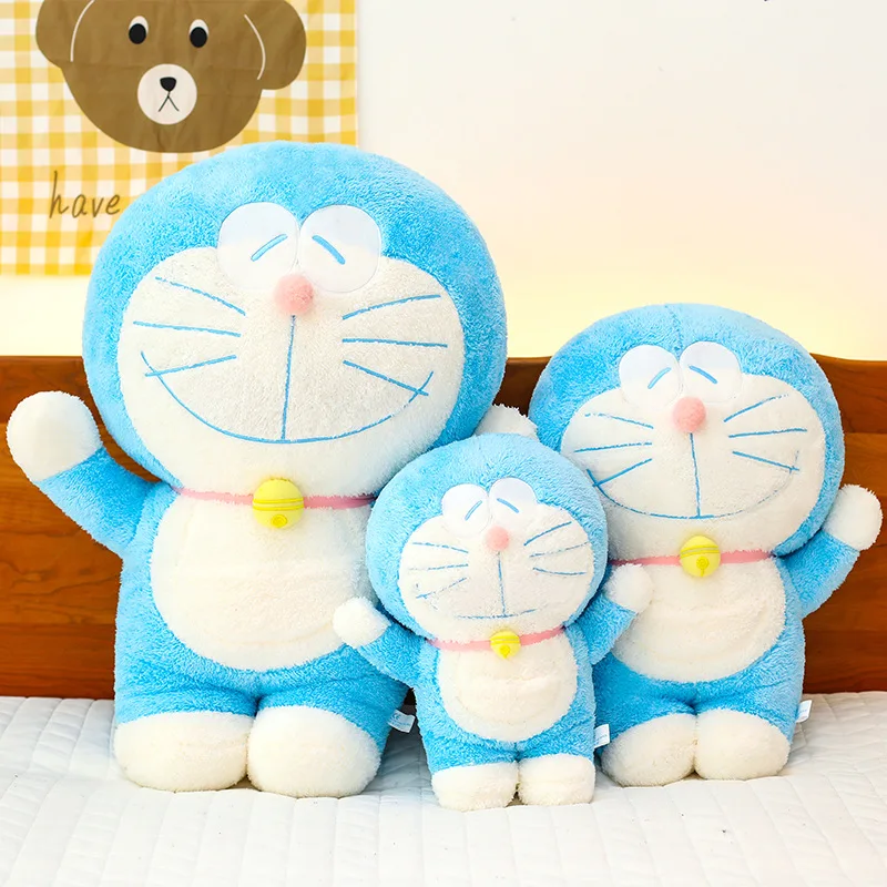 Bonito 70cm dormindo doraemon grande brinquedo de pelúcia animal de pelúcia dos desenhos animados gato boneca presente para crianças aniversário presente de natal macio brinquedo do bebê