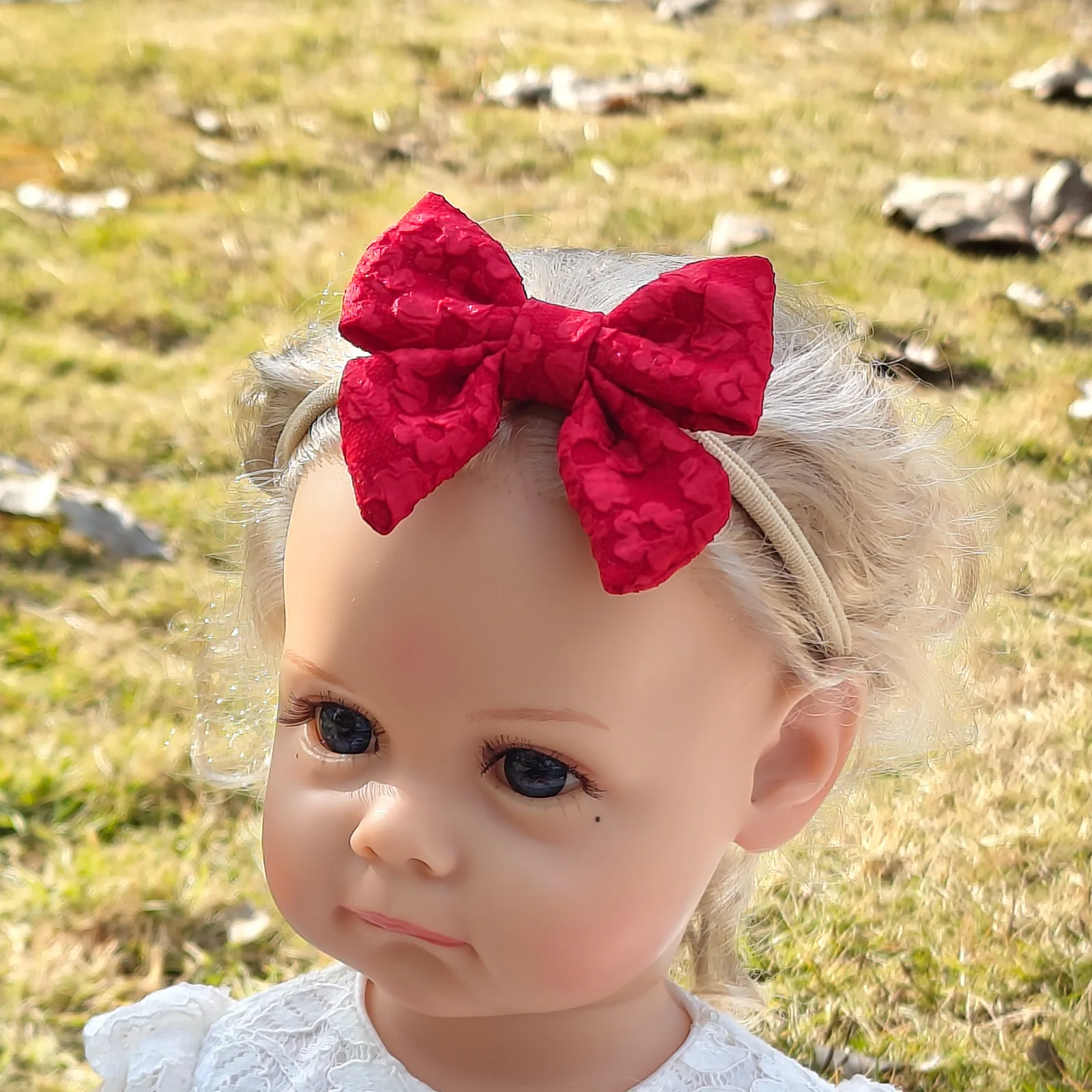 2024 New 3.0 Inch Sweet Baby Lace Bows Hairbands Flower Design Bows For Girls Children