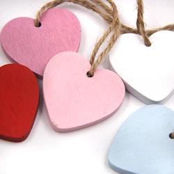 10PCS Heart Wooden Pendants Ornaments Mini Wood Craft Vintage Home Wedding/Birthday Party Decorations Wedding Favors Gifts