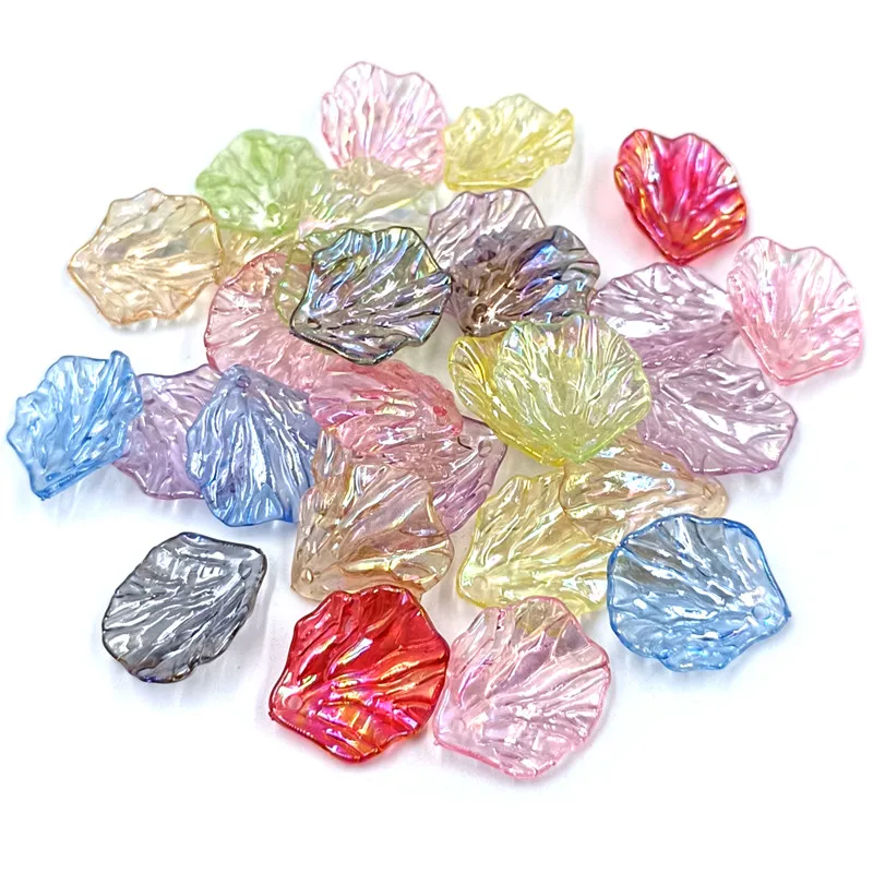 10Pcs 18*21mm Acrylic AB Color Cabbage Leaf Petal Beads with Holes Fashion Colorful Handmade Material for Jewelry Making