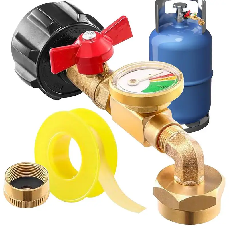 Propane Refill Pressure Adapter Coupler Solid Brass Elbow Adapter Safe Connection Grill Connectors & Hoses For BBQ Parties