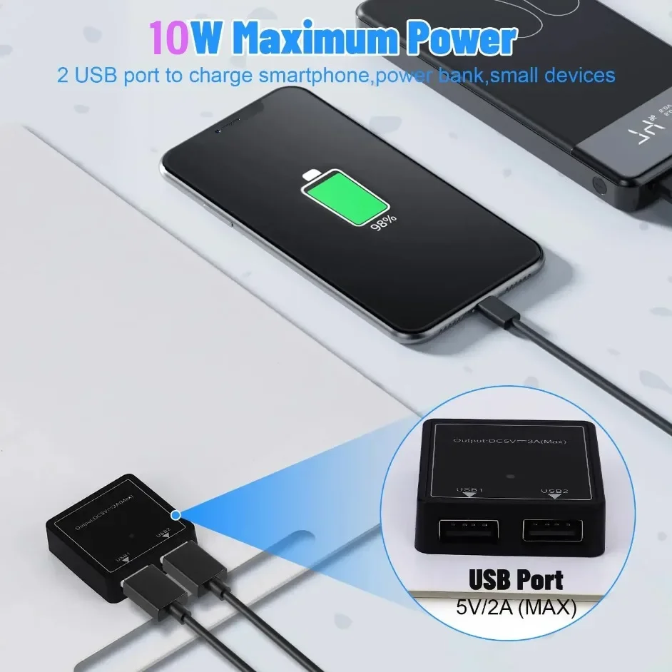 r camping Dual USB Portable SoWaterproof 5V Essential for outdoolar Panel Charger for Phone Charging with Carabiners