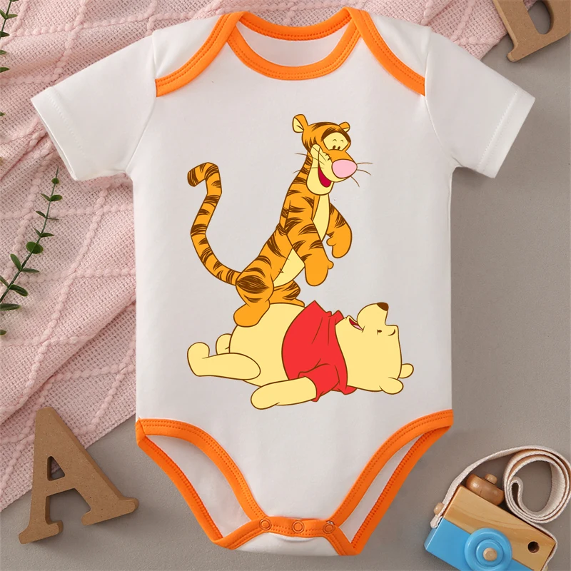 

Ткань из чистого хлопка Винни-Пух Непослушный тигр с милым принтом, боди для ребенка, комбинезон-комбинезон для новорожденных от 0 до 12 месяцев