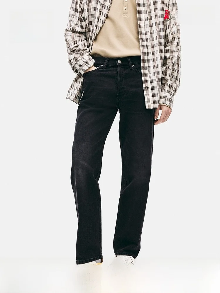 

Мужские джинсы H&M прямого кроя со средней посадкой, из хлопка, повседневные, на молнии, удобные, летние