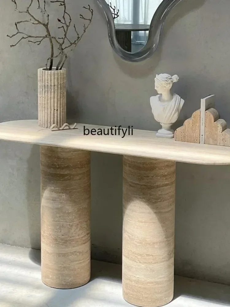 cn8617 LHY New Arrivals Natural Yellow Cave Stone Console Tables Designer Foyer Hallway Corridor Creative Console S26