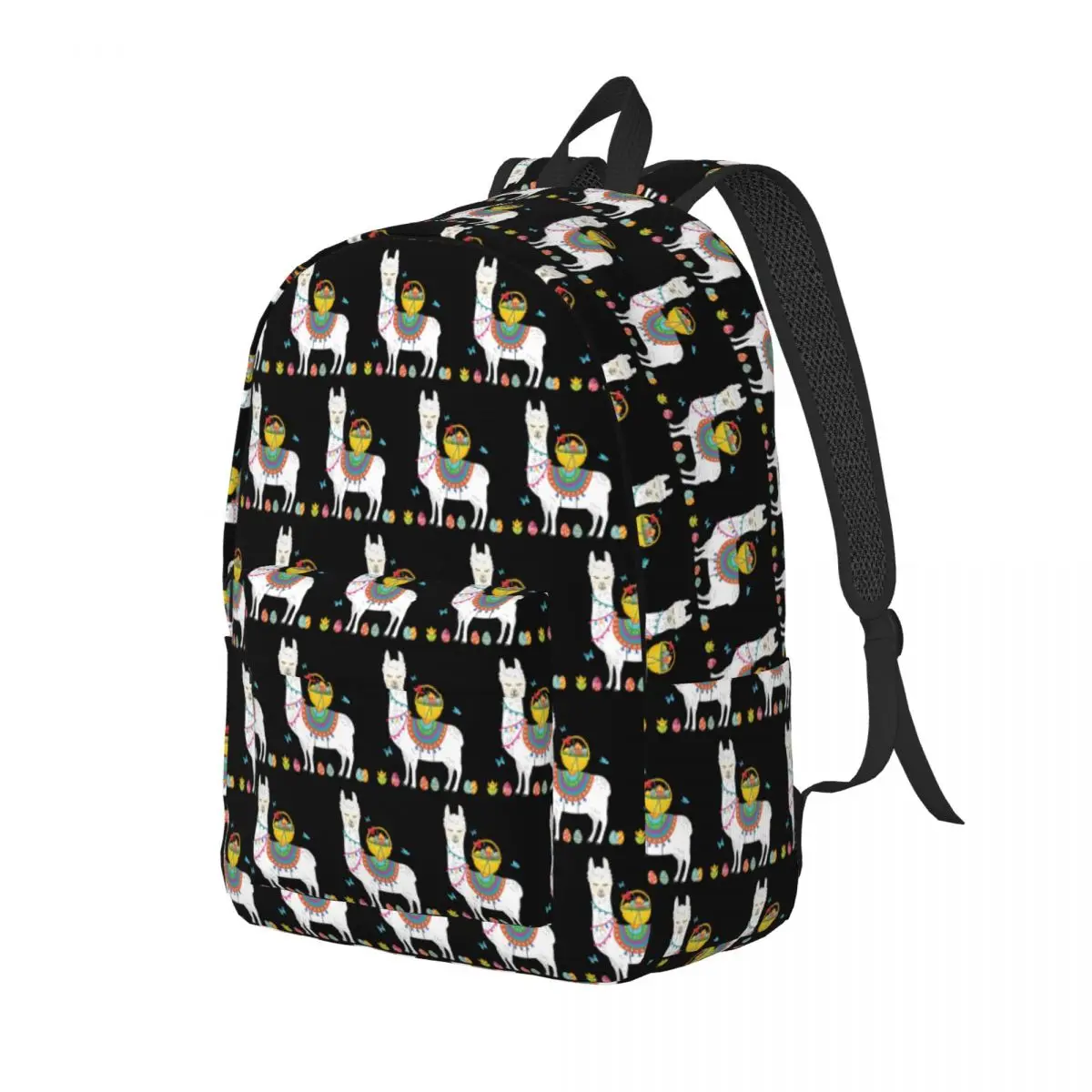 

Happy Easter Bunny Llama Bringing Student Backpack School Bag Hiking Travel Daypack for Boys Girls Fashion Bookbag Shoulder Bags
