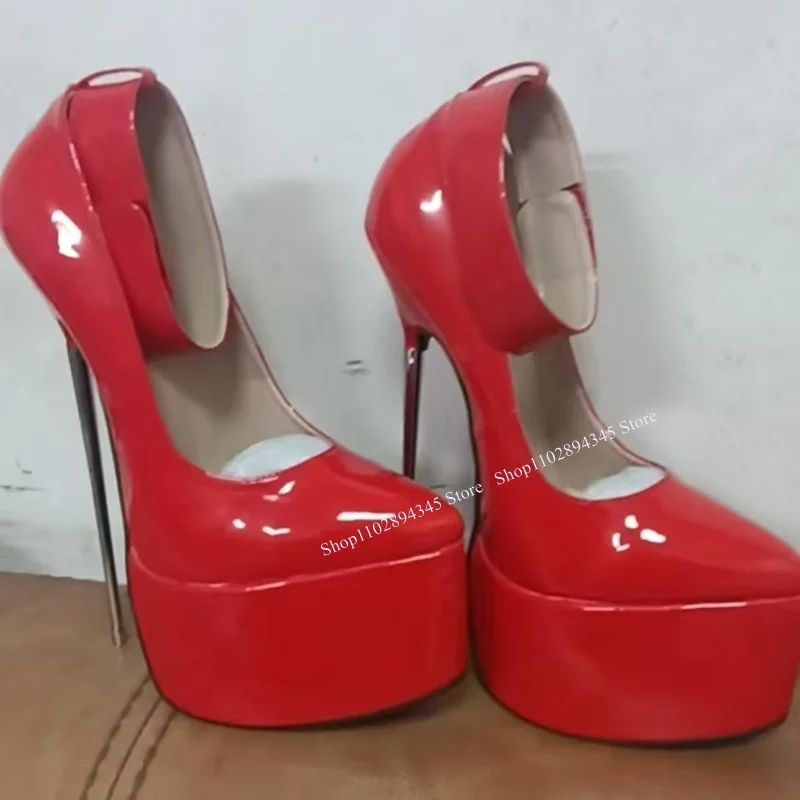 أحمر مشبك منصة جلدية مضخات رقيقة عالية الكعب أشار تو موضة مثير كول 2025 الصيف أحذية امرأة كبيرة الحجم Zapatillas Mujer