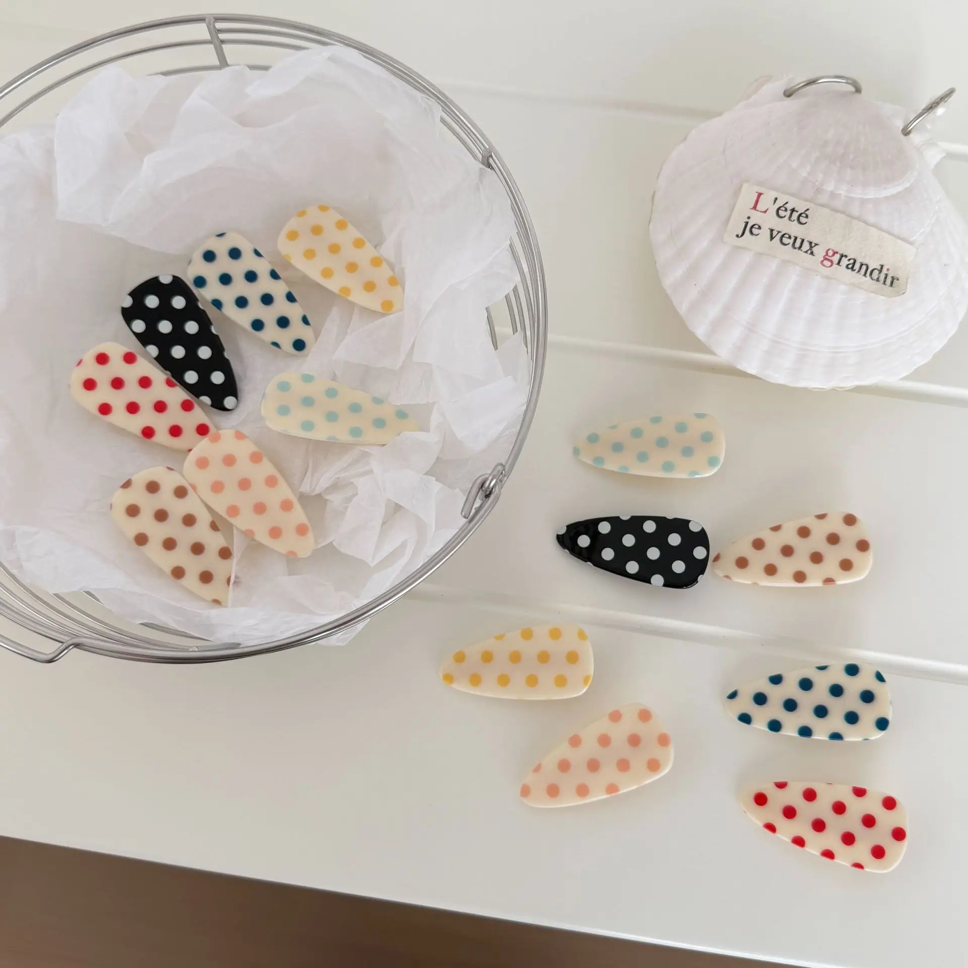 

Hair Clip Acetate Polka Dot Vintage Retro Duckbill Side Bangs Versatile Daily Premium Quality Lightweight for Women