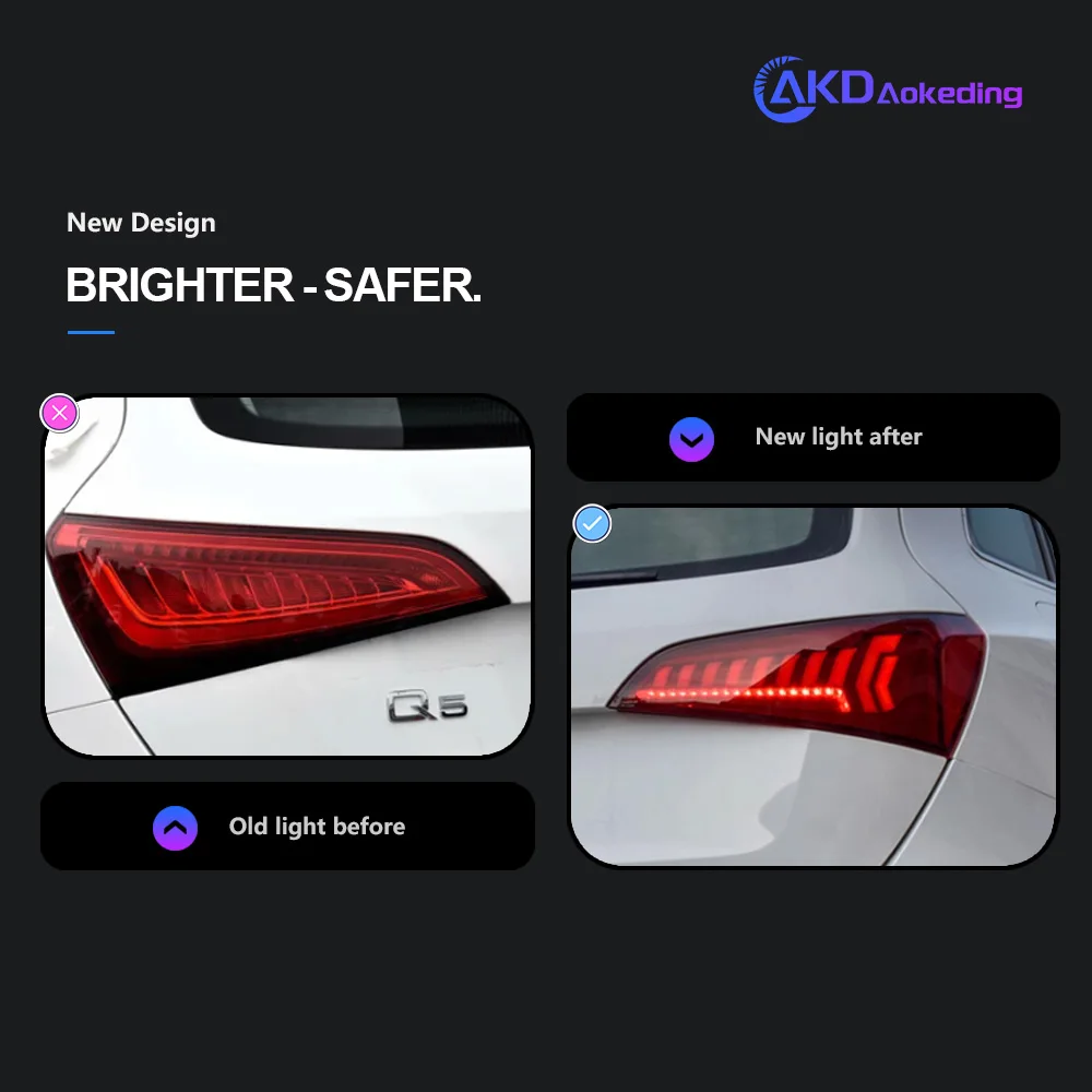 AKD Tail Lamp for Audi Q5 Q5L LED Tail Light 2008-2018 Q5 Q5L Rear Fog Brake Turn Signal Automotive Accessories