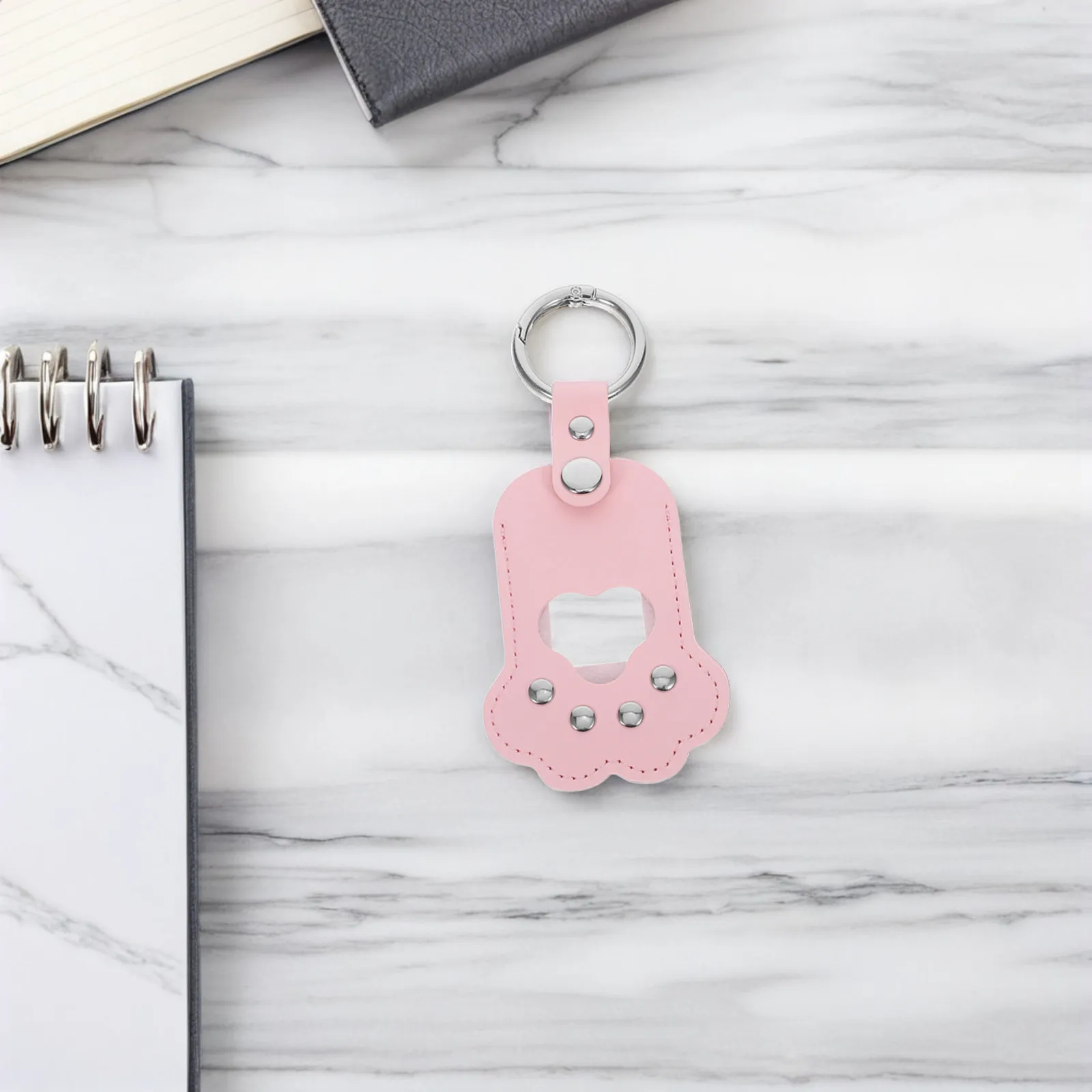 PU Pet Memorial Keychain Paw Print Design Portable Hair Or Photo Storage Keepsake for Dog Cat Puppy Loss Comfort Daily