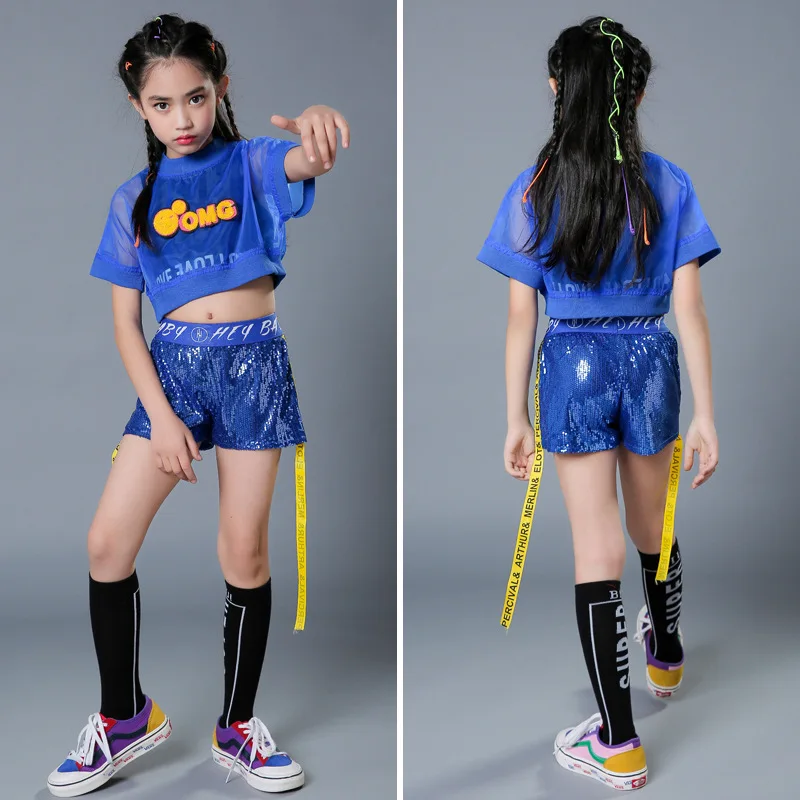 Girls' Summer Clothes Performance  Girls' Dance Clothes Korean Version Hip Hop Suit Jazz Dance Dress