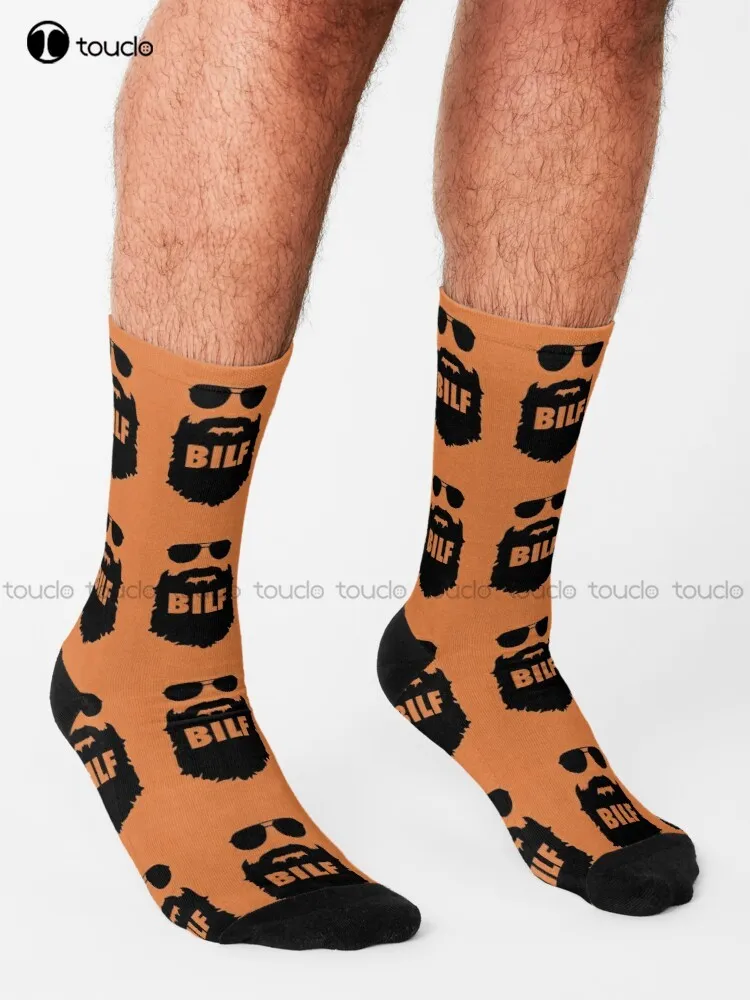 Bilf - Funny Beard Guy Gift Ideas For Dad Beard Guys Gift Set Socks Work Socks Streetwear 360° Digital Print Retro Colorful Art