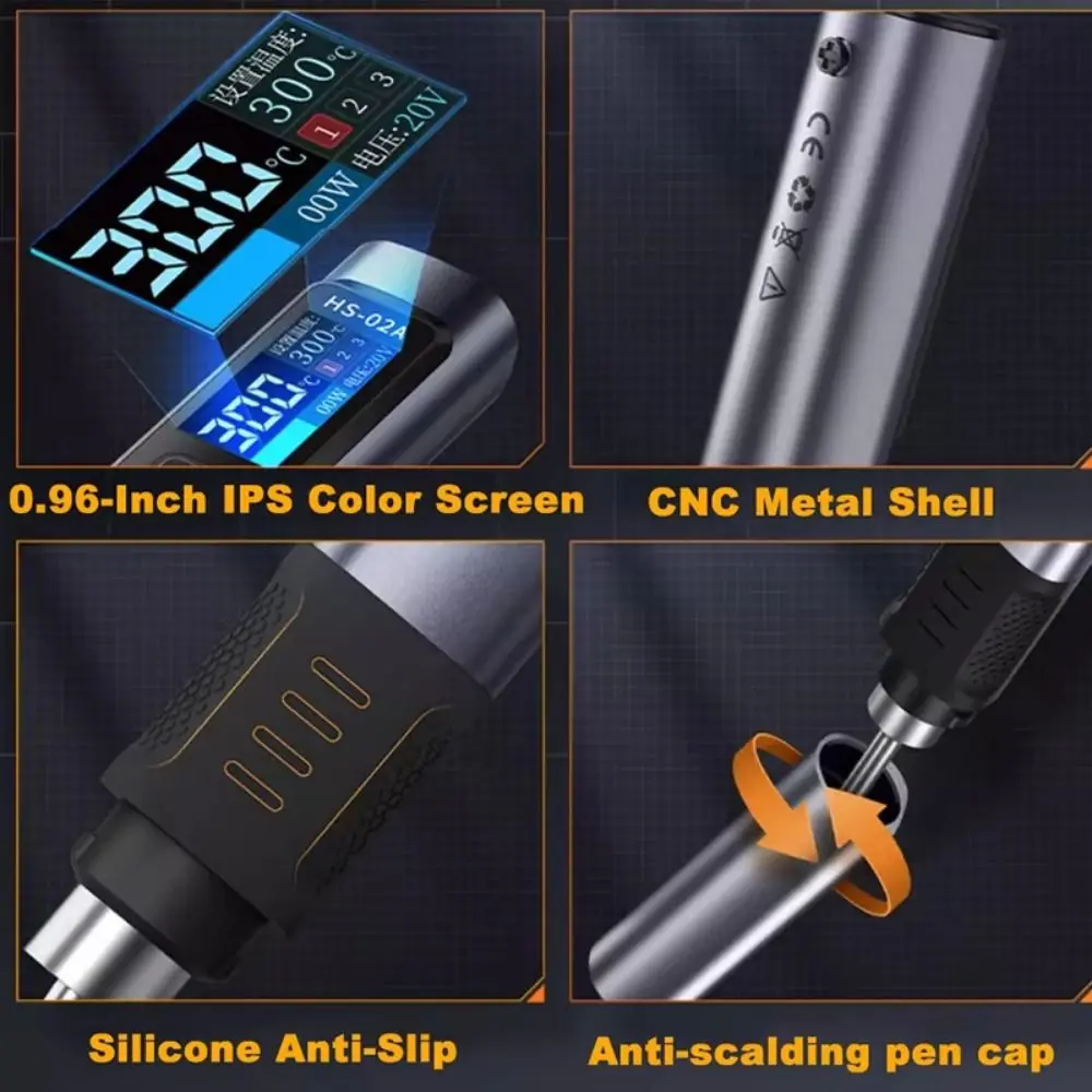 Precision Temperature Control Portable Soldering Iron Kit HS-02A Fast Heat Smart Digital Soldering Pen Adaptive Power Adjustable