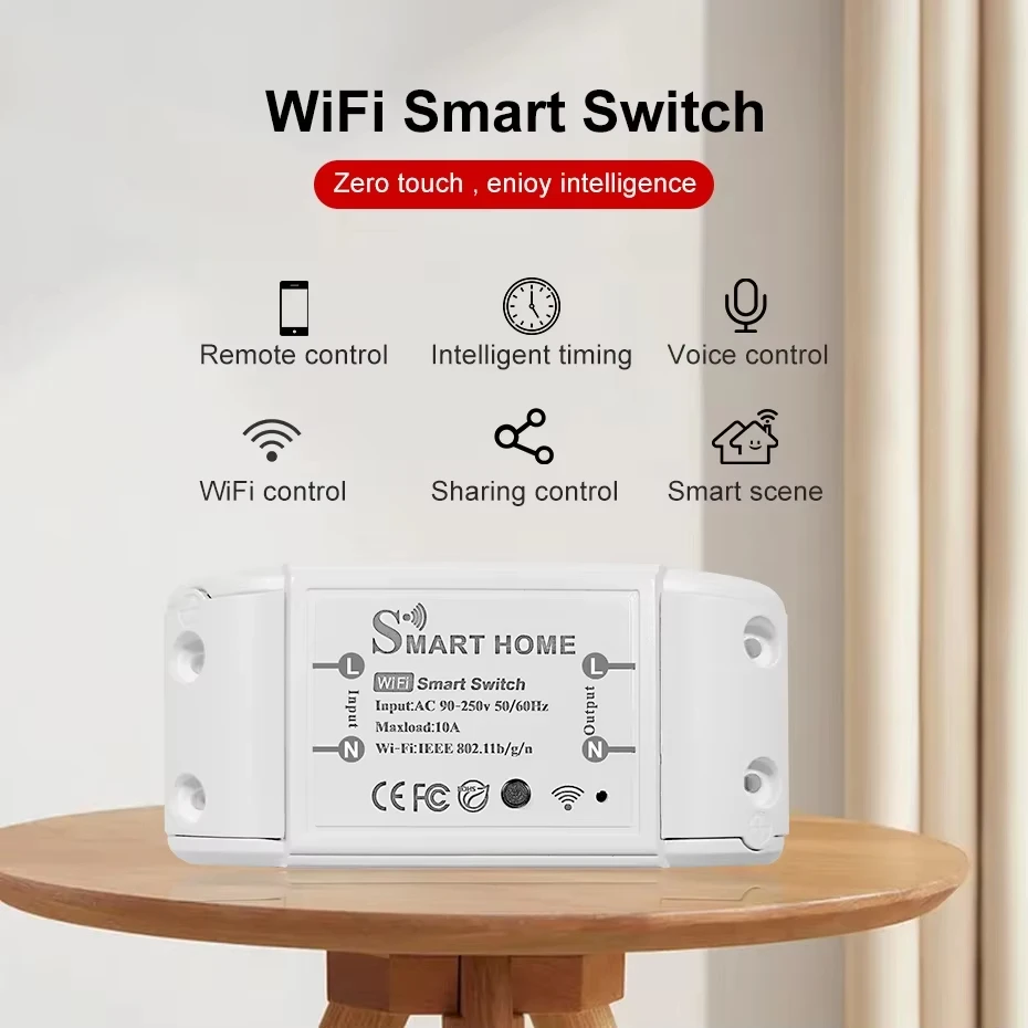 Work With Tuya WiFi Smart Light Switch Universal Breaker Timer Smart Life APP Wireless Remote Control Modules Alexa Google Home
