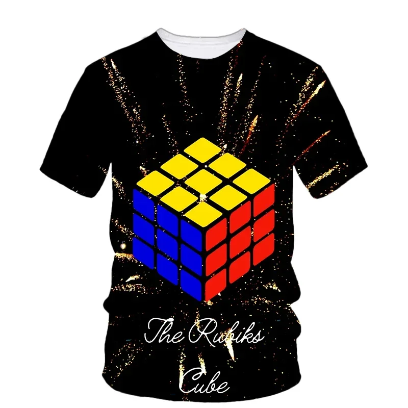 Man Summer Loose Streetwear Harajaku O-Neck Oversized Short Sleeve Top Casual Tee Rubik Cube 3D Printing T Shirt image 6